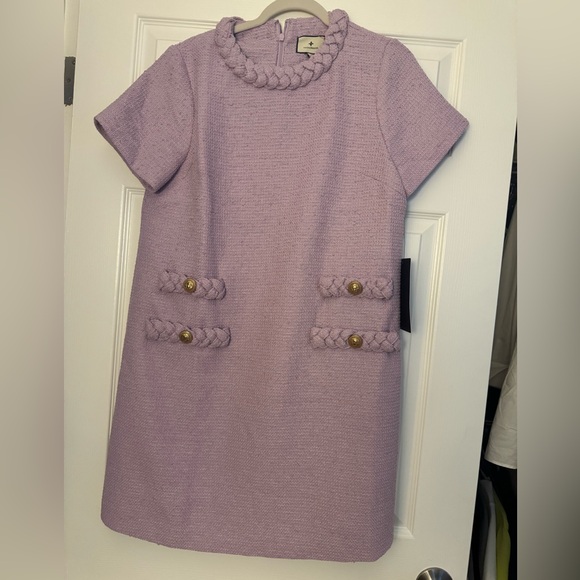 Tuckernuck Lilac Purple Jackie Tweed Dress with Buttons & Braid Detail - Picture 4 of 7